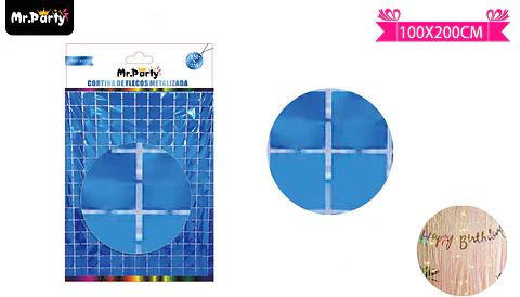 Cortina metalizada azul cuadrado 1m*2m
