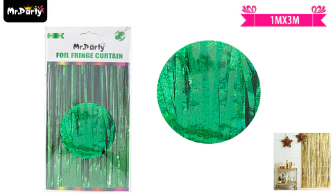 Cortina metalizada verde holográfica 1m*3m