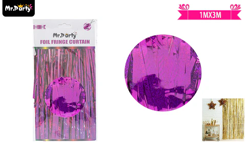 Cortina metalizada fucsia holográfica 1m*3m