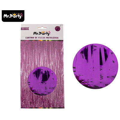 Cortina flecos color morado metalico 1m*3m