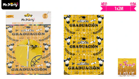 Cortina de flecos de mi graduación dorado 1m*2m