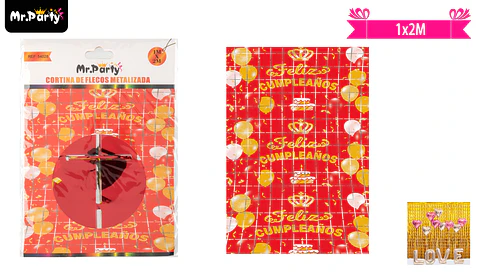 Cortinas de cumpleaños con diseño corona rojo 1m*2m