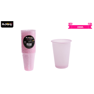 Vasos plásticos rosado 200ML 25pcs