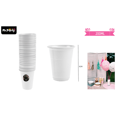 Vasos plásticos blanco 200ML 25pcs