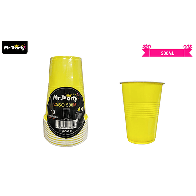 Vasos plásticos desechable amarillo bicolor 500ML 10pcs