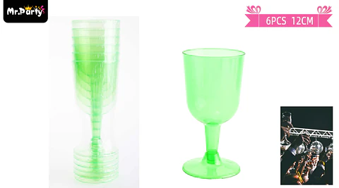 Copas de vino desechable verde 6pcs