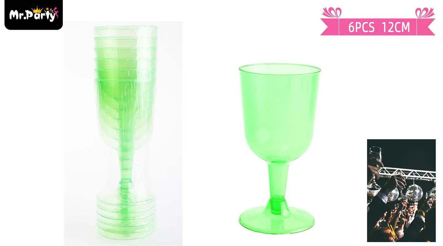 Copas de vino desechable verde 6pcs 1
