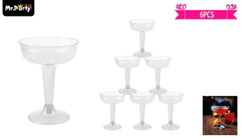 Copas de cóctel plásticos transparente 6pcs