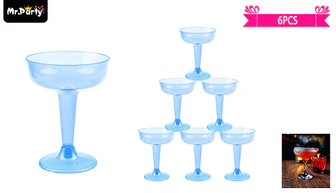 Copas de cóctel plásticos azul 6pcs