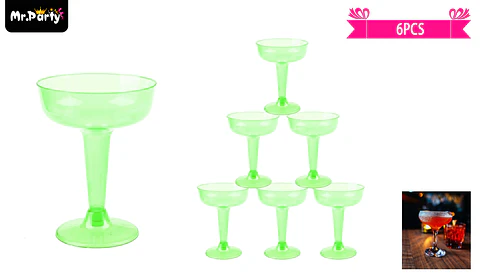 Copas de cóctel plásticos verde 6pcs