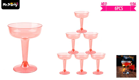 Copas de cóctel plásticos rojo 6pcs