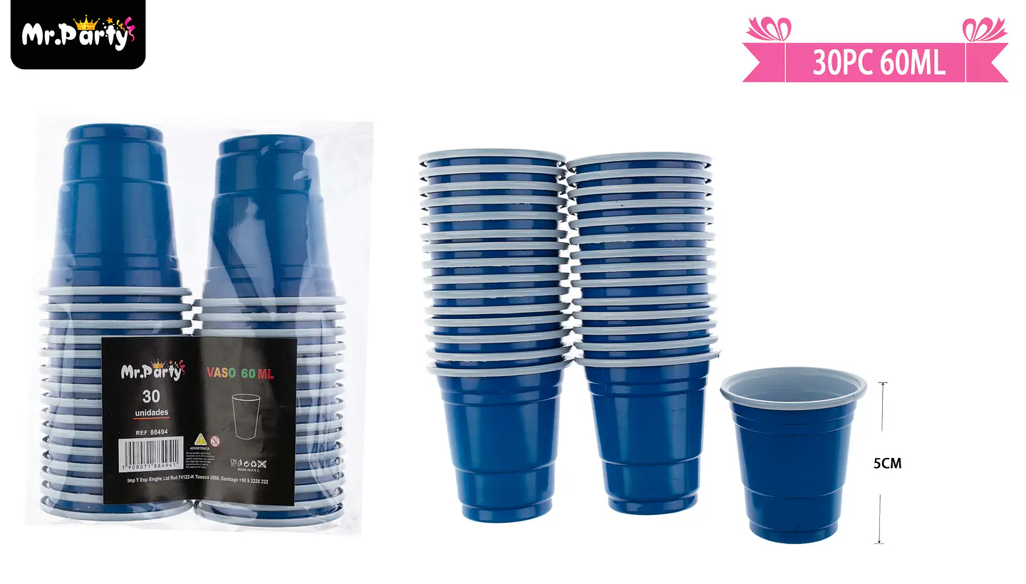 Vasos plásticos shot desechable azul marino 60ML 30pcs 3