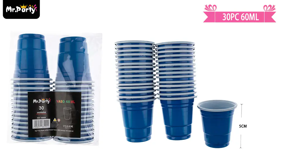 Vasos plásticos shot desechable azul marino 60ML 30pcs 3