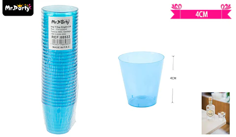 Vasos acrilicos shot azul transparente 30ML 30pcs