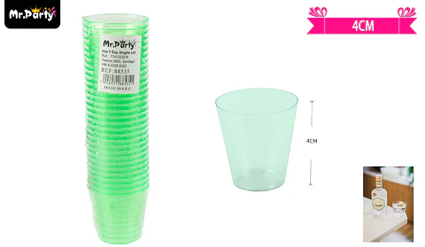 Vasos acrilicos shot verde transparente 30MlL 30pcs