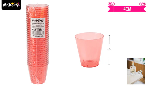Vasos acrilicos shot rojo transparente 30ML 30pcs