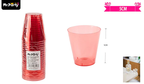 Vasos acrilicos shot rojo transparente 60ML 20pcs