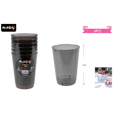 Vasos acrilicos negro transparente 250ML 6pcs