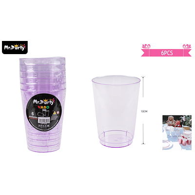 Vasos acrilicos morado transparente 250ML 6pcs