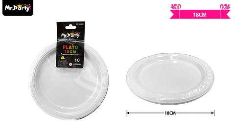 Platos plásticos blanco 18cm 10pcs