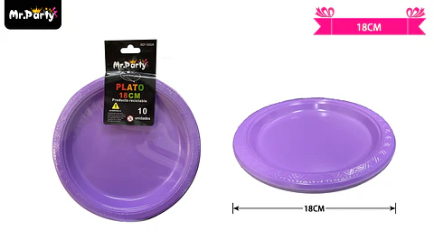 Platos plásticos lila 18cm 10pcs