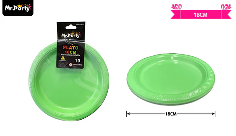 Platos plásticos verde 18cm 10pcs