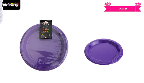 Platos plásticos morado 23cm 10pcs