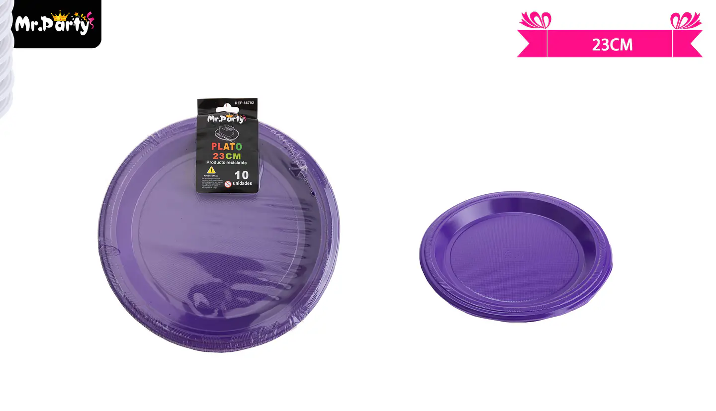 Platos plásticos morado 23cm 10pcs 1