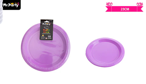 Platos plásticos lila 23cm 10pcs