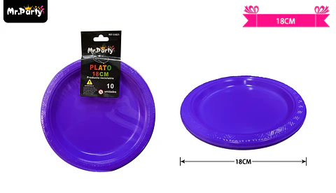 Platos plásticos morado 18cm 10pcs