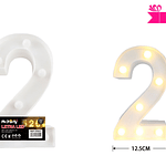 Número 2 con luz led 22cm 