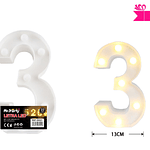 Número 3 con luz led 22cm 