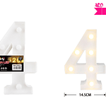 Número 4 con luz led 22cm 