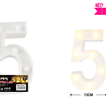 Número 5 con luz led 22cm 