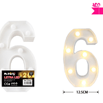 Número 6 con luz led 22cm 