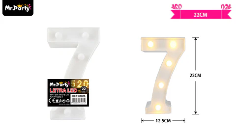 Número 7 con luz led 22cm 
