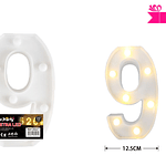Número 9 con luz led 22cm 