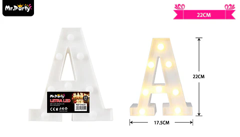 Letra A con luz led 22cm