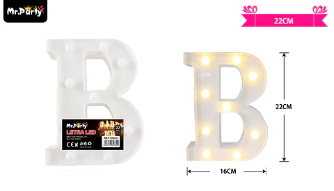 Letra B con luz led 22cm