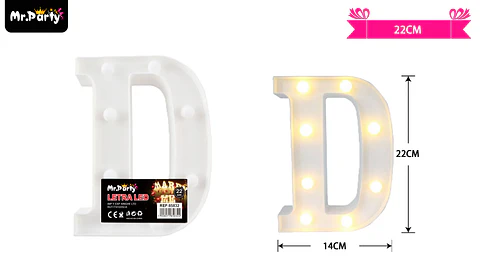 Letra D con luz led 22cm