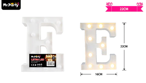Letra E con luz led 22cm