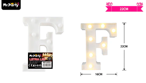 Letra F con luz led 22cm