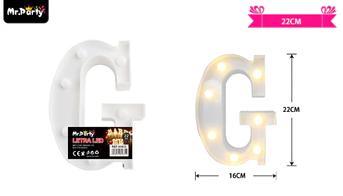 Letra G con luz led 22cm
