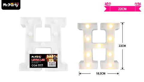 Letra H con luz led 22cm