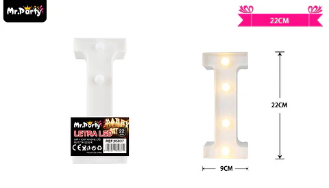Letra I con luz led 22cm