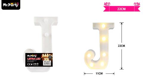Letra J con luz led 22cm