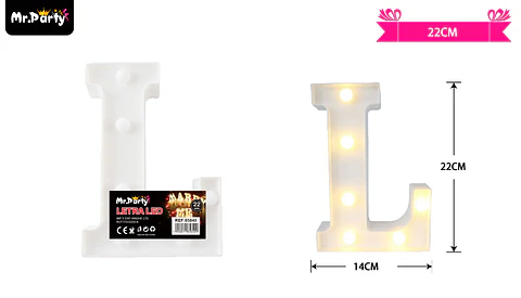 Letra L con luz led 22cm