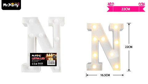 Letra N con luz led 22cm