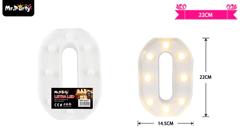 Letra O con luz led 22cm