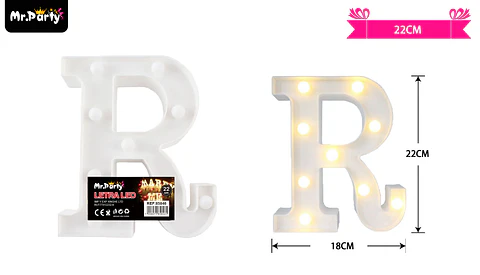 Letra R con luz led 22cm